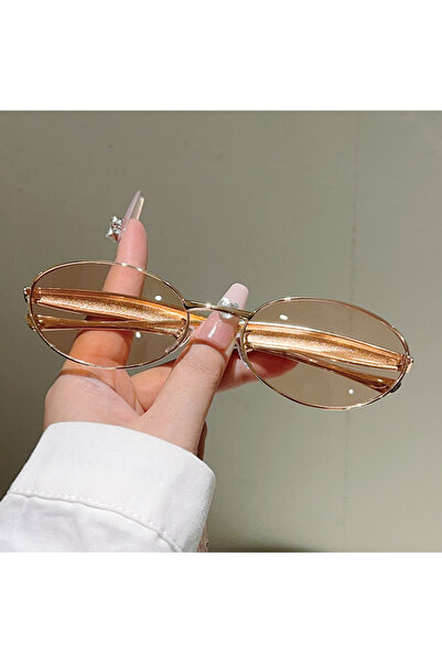 choice2 as picture shows golden-champagne KAMMPT Vintage Oval Sunglasses Wome...