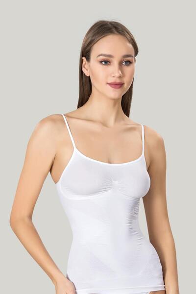 Miss Fit Women's White Shiny Corset Tank Top 16888