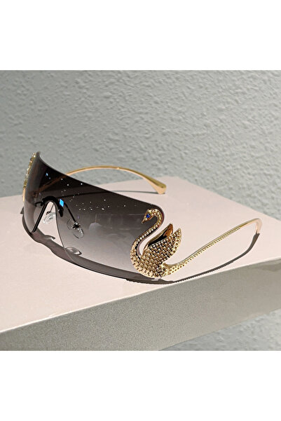 Choice3 golden gradient grey KAMMPT Rimless Y2k Sunglasses Women Fashion Mono...