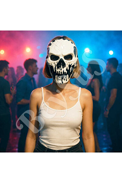 BeySüS Halloween Maske İskelet Kuru Kafa Siyah Beyaz