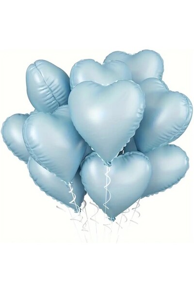 BeySüS Mavi Retro Kalp Folyo Balon 18 inç 5 Adet