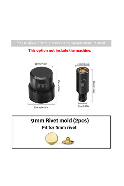 Choice18 9mm rivet mold-2pc WUTA Manual Button Installation Tool Mute Punchin...