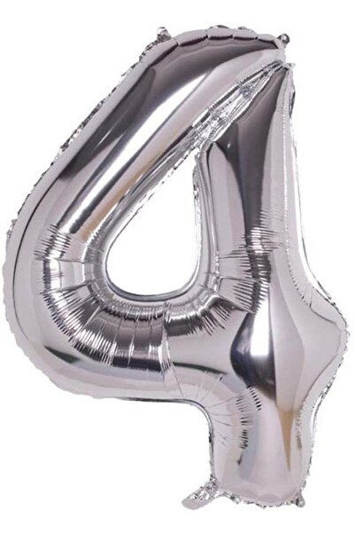BeySüS Number Foil Balloon Silver 4 Number 40 Inch