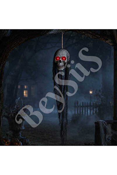 BeySüS Halloween Cadılar Bayramı Işıklı Kafatası Tüllü Asma Dekor