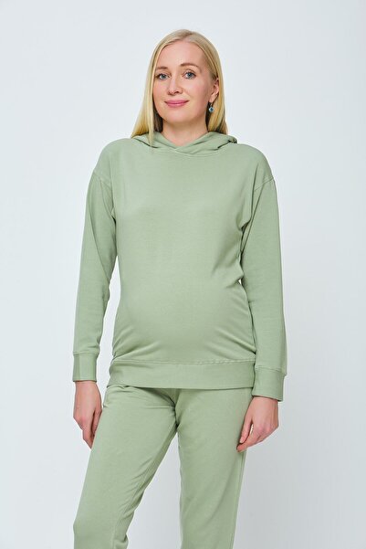 Motherway Set de trening de maternitate din bumbac verde pentru femei