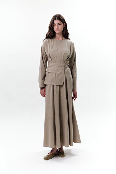 Manuka Dress with Pocket and Belt Detail Green