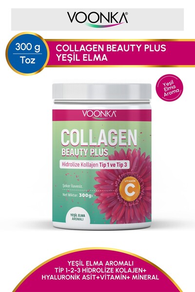 Voonka Collagen Beauty Plus Powder 300 GR - Yeşil Elma