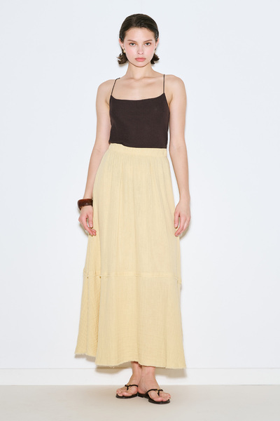 Manuka Muslin Fold Wide Skirt Yellow