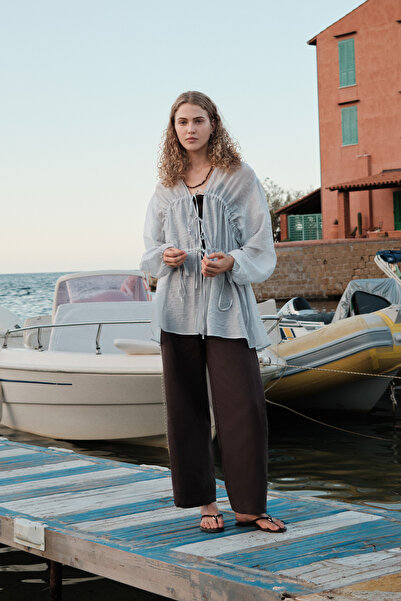 Manuka Linen Tie Trousers Bitter Brown