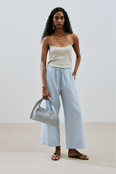 Manuka Linen Tie Trousers Blue