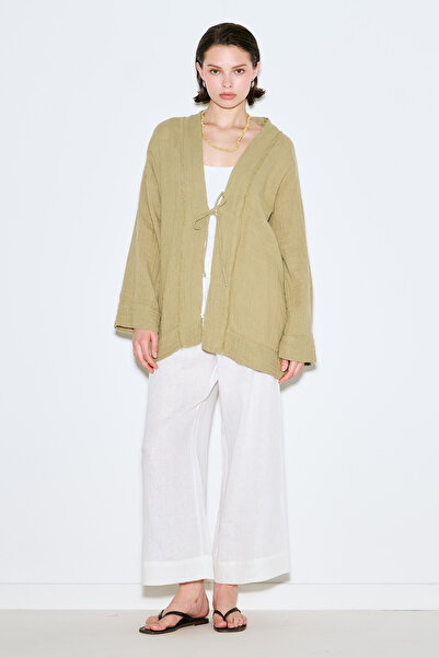 Manuka Muslin Wide Sleeve Kimono Sage