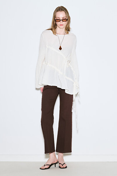 Manuka Textured Tunic with Tie-Up Detail, Ecru