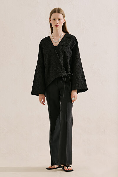 Manuka Premium Embroidered Kimono Black