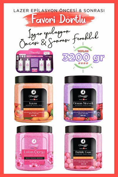 Smoothly Favori Vücut Peelingi Batık & Çilek Bacak Onarıcı 4 X 800g + 4lü Kar...