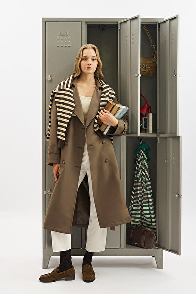 Manuka BUTTONED DOUBLE BREASTED TRENCH COAT MINK