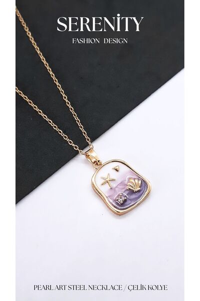 Serenity Sea Figure Minamal Art Steel Necklace