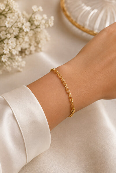 Bymiel Gold Color Marine Chain Model Women's Steel Bracelet