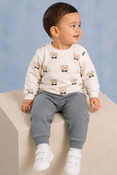 Rocha Baby Rocha Baby Bow Tie Teddy Bear Printed 2-Piece Set - Cotton Sweatsh...