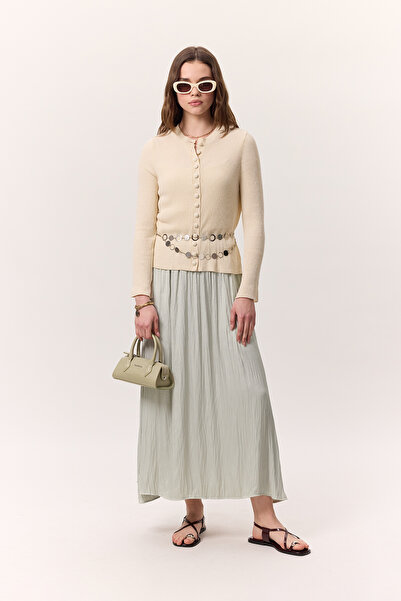 Manuka Crush Satin Skirt Water Green
