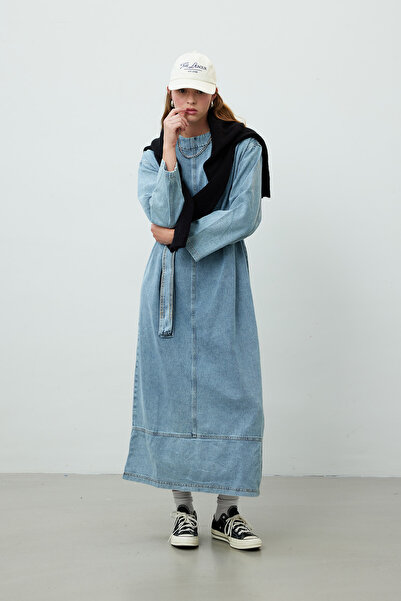 Manuka OVERSIZE DENIMOVÉ ŠATY MODRÁ