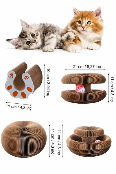 Exelox Interactive Accordion Cardboard Cat Toy with Rattles and Magnets Cat Scratching Toy