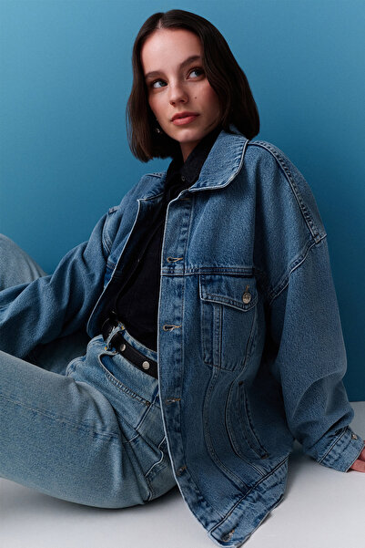 Manuka OVERSIZE FORM DENIM CEKET MAVİ