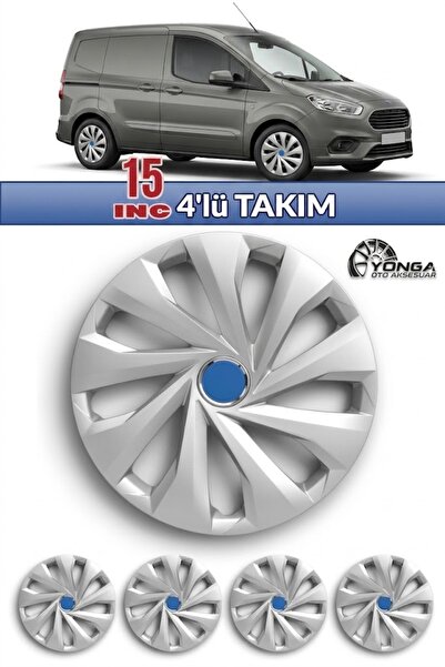 YONGA OTO AKSESUAR FORD COURİER 15 İnç Jant Kapağı 4'lü Set Gümüş + 4 Amblem ...