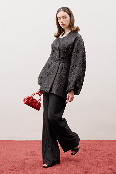 Manuka Jacquard Organza Kimono Black