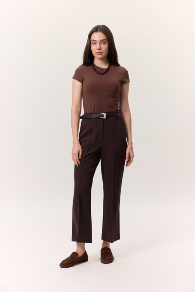 Manuka Flare Pants with Seam Detailing Brown