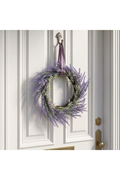 Generic Brand Coronita decorativa rotunda cu lavanda artificiala pentru usa s...