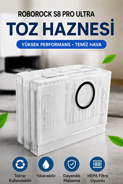 Stavye Roborock S8 Pro Ultra Yıkanabilir Yeniden Kullanılabilir Toz Haznesi T...