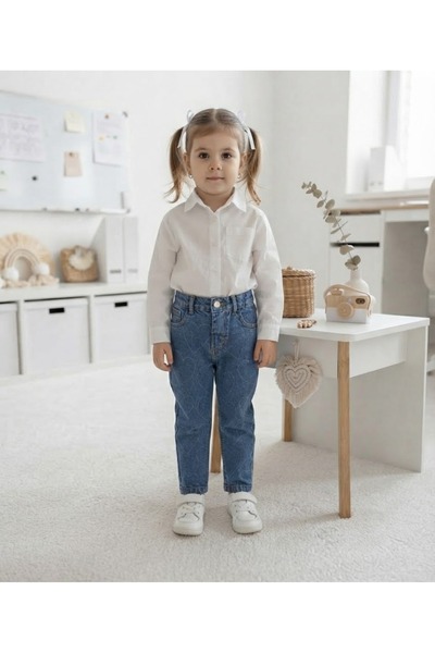 Argün kidss بنطلون جينز للأطفال بتفاصيل على شكل قلب