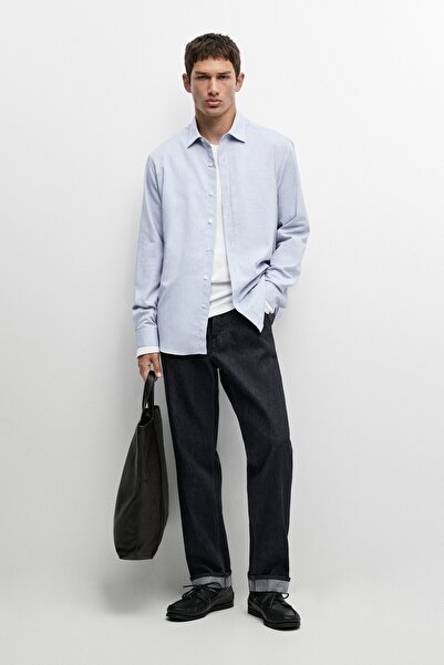 Massimo Dutti %100 Pamuklu Melanj Fitilli Regular Fit Gömlek