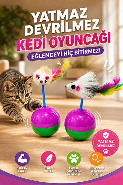 House Bird Yatmaz Devrilmez Kedi Oyuncağı Tüylü Hacı Yatmaz Zıplayan Hareketl...