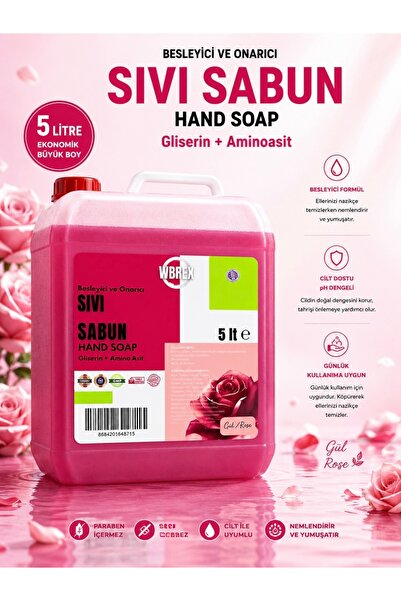 WBREX Nourishing and Repairing Liquid Hand Soap 5Lt Economical Size Rose Scented