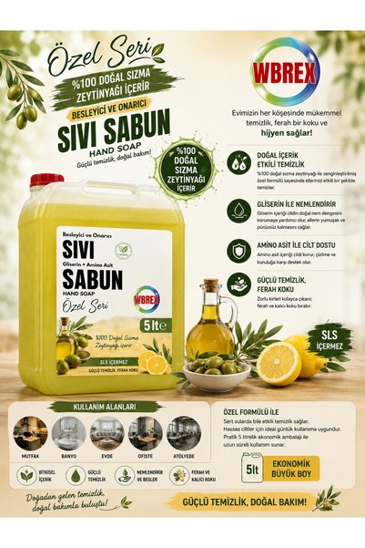 WBREX Special Edition Double Layer Olive Oil, Turmeric Extract White Soap and Lemon Scented Vegan Liquid Soap