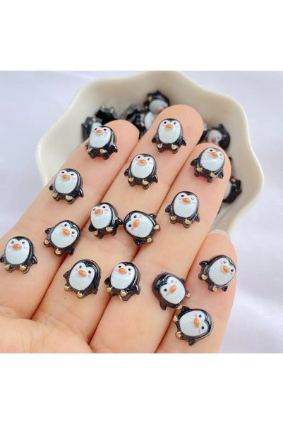 Choice1 A 50Pcs New Cute Resin Mini Penguin Kawaii Girl Heart Decorative Acce...