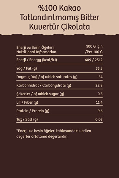 AROHA %100 Kakao Tatlandırılmamış Bitter Kuvertür Çikolata 500 G
