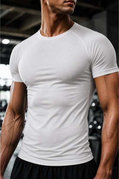 GHASSY CO . Erkek Compression Spor Tişört Slim Fit Hızlı Kuruyan Esnek Fitnes...