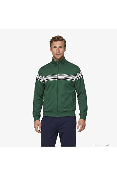 Lacoste Erkek Regular Fit Fermuarlı Renk Bloklu Yeşil Sweatshirt