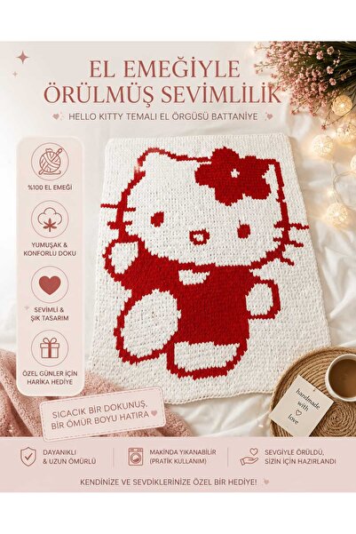 Hello Kitty Desenli El yapımı Battaniye