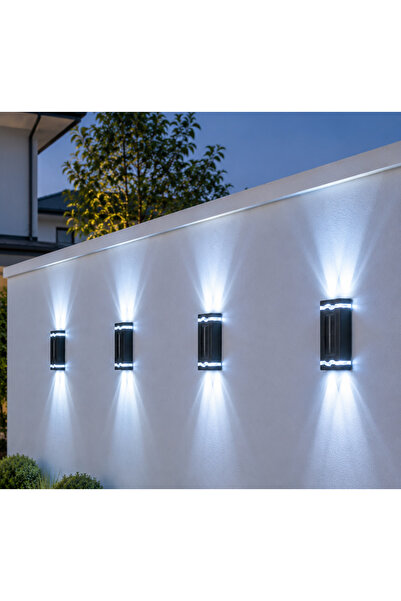 Dessa Set de 4 lămpi solare LED decorative cu iluminare bidirecțională pentru exterior, lumina alba-rece