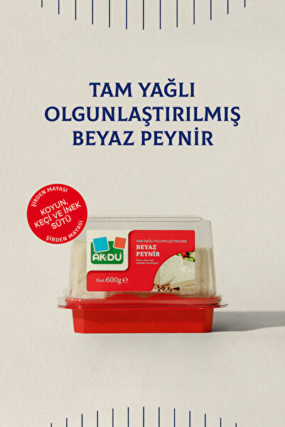 Akdu Tam Yağlı, Beyaz Peynir 600 gr - Koyun Sütü Ağırlıklı, Olgunlaştırılmış,...