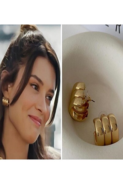 SEVİLLE AKSESUAR ÖZEL SERİ GOLD 3LÜ GÖRÜNÜM BİRLEŞİK HALKA KÜPE