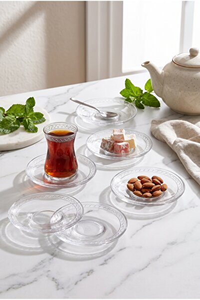 Paşabahçe 6-Piece Ethnic Tea Plate Set