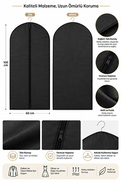 umbellatum Takım Elbise Kılıfı Gamboç 10 Adet 60x100 Cm Dolap Düzenleyici Organizer hurç