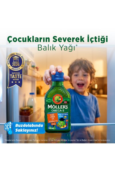 Möller's Omega-3 Doğal Elma Aromalı Sıvı Balık Yağı 150 ml