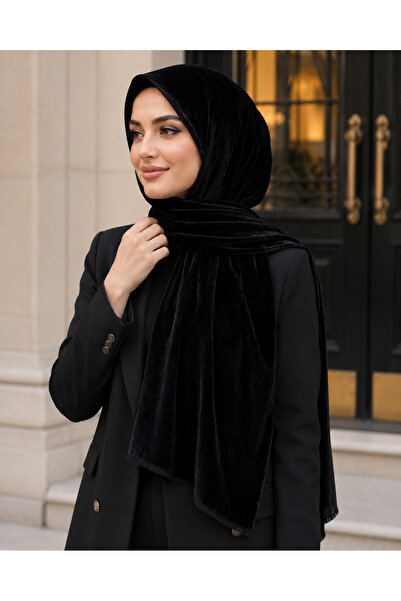 ŞALSERA Velvet Effect Black Shawl for All Seasons, the Most Matte and Stylish...