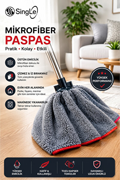 Single Mega Boy Ultra Soft Mop Ucu Mikrofiber Beziyle Yapılmış Özel Ürün