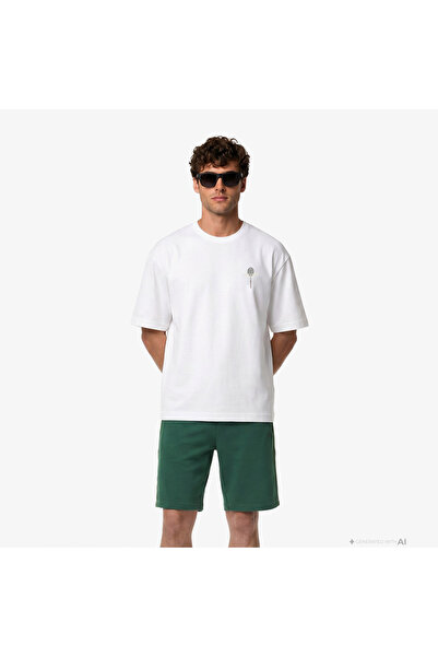 Lacoste Erkek Loose Fit Bisiklet Yaka Beyaz T-Shirt
